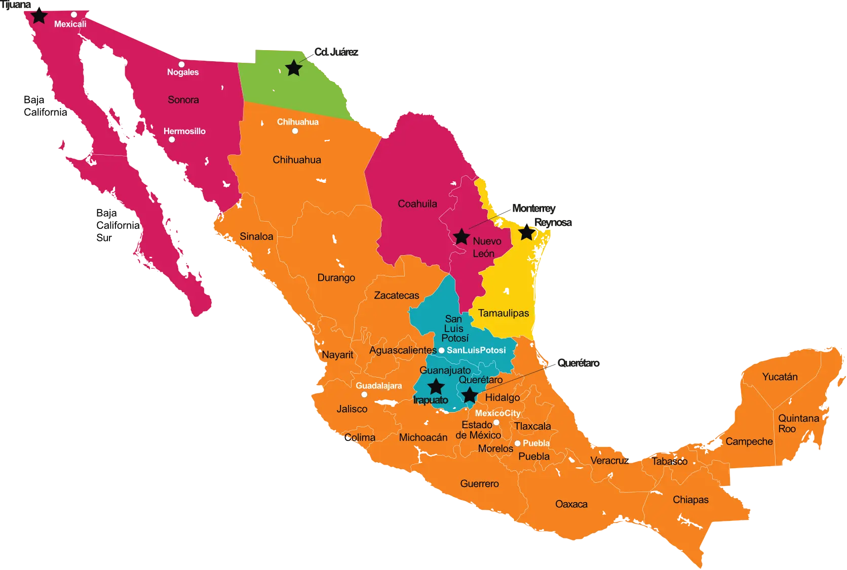 Map of Mexican Sales Territories